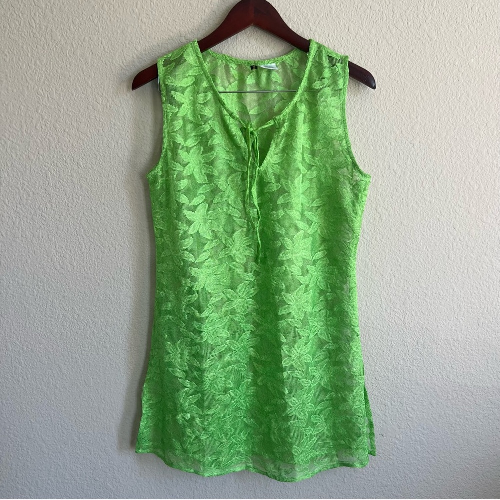 Green Tie Front Cover Up Top